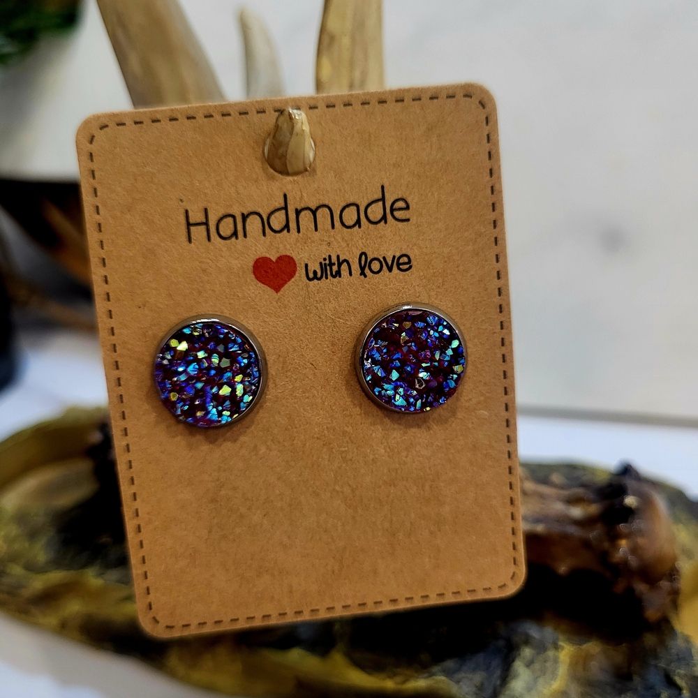 🎉SOLD🎉Handmade Iridescent Plum Stud Earrings